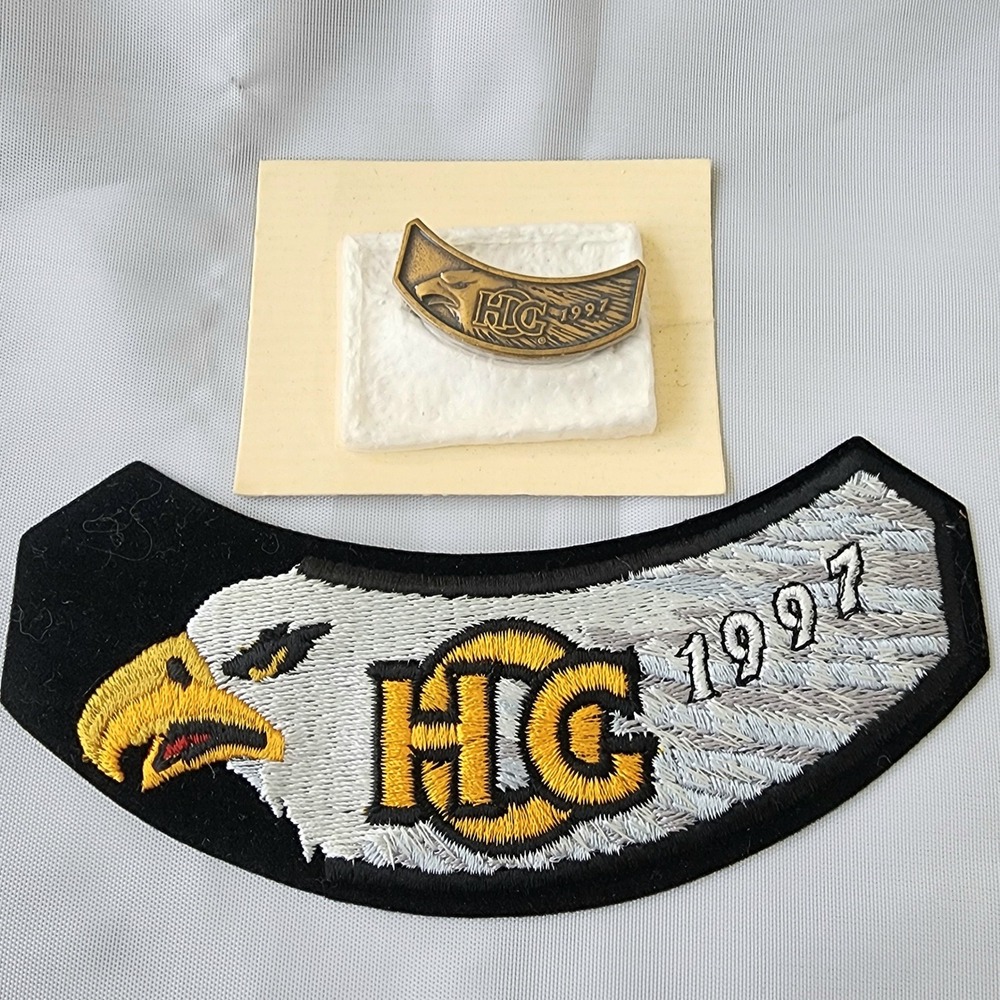 Eagle Patch & Pin HC 1997 Iron On Biker Vest‎ Jacket Applique Collectible